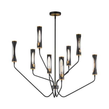 Regent Pendant Light in Black/Antique Brass (8-Light).