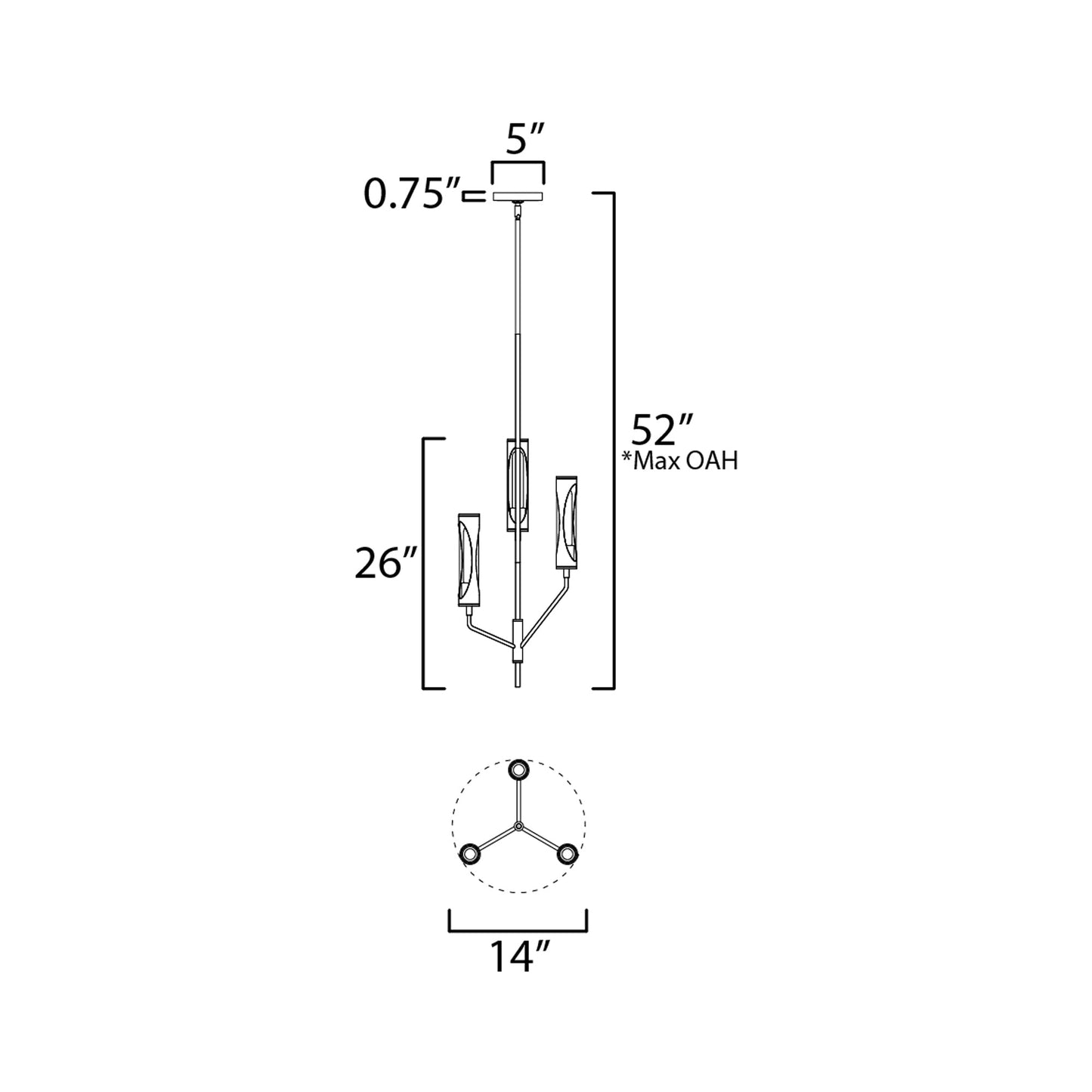 Regent Pendant Light - line drawing.