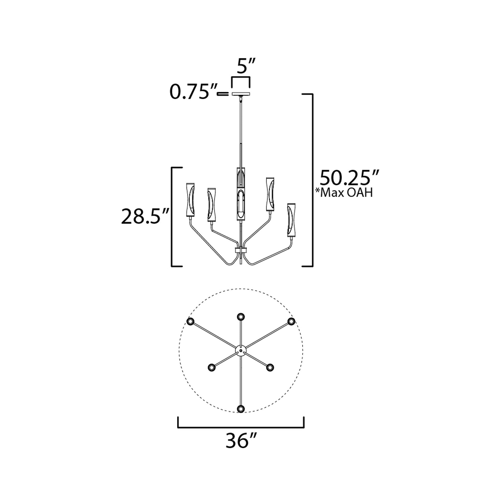 Regent Pendant Light - line drawing.
