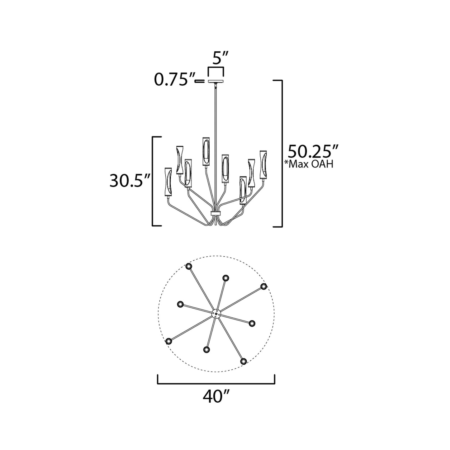 Regent Pendant Light - line drawing.