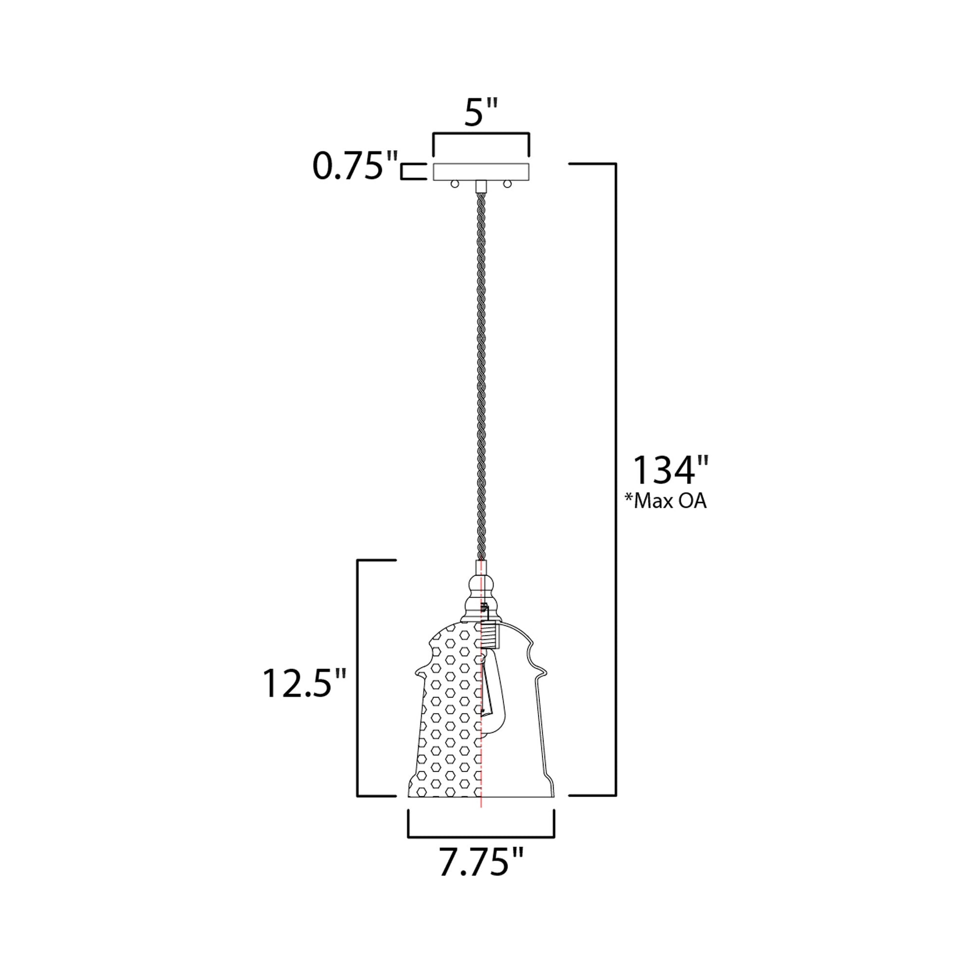 Revival Mini Pendant Light - line drawing.