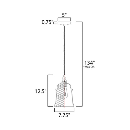 Revival Mini Pendant Light - line drawing.