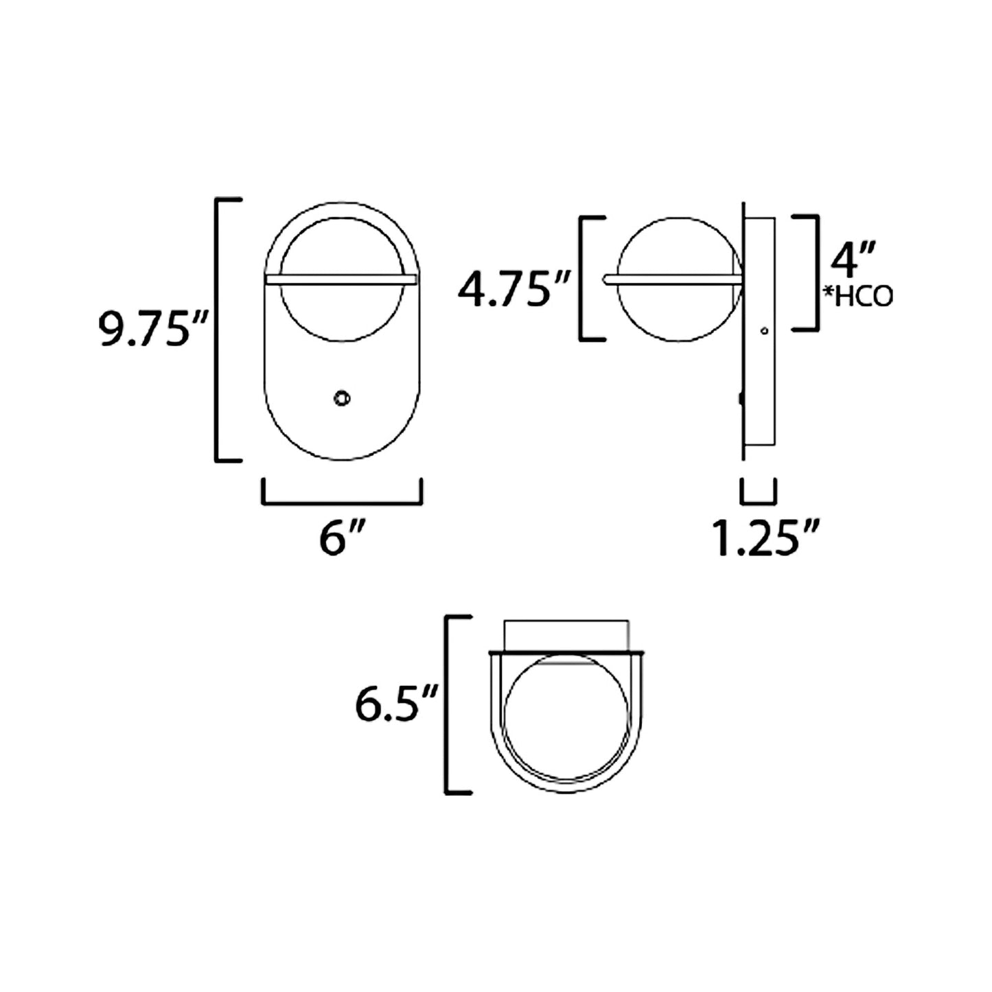 Revolve Globe Wall Light - line drawing.