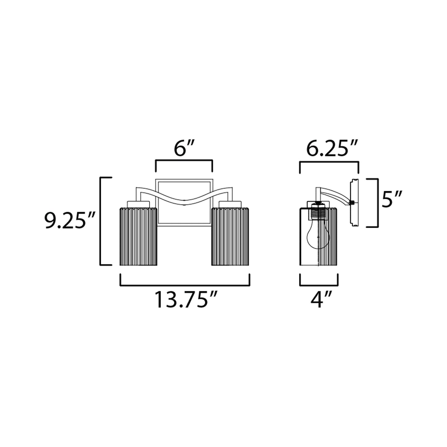 Rigata Bath Vanity Light - line drawing.