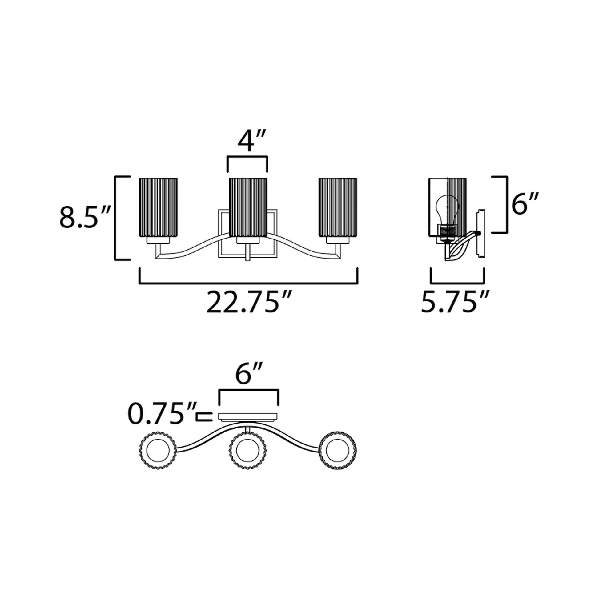 Rigata Bath Vanity Light - line drawing.