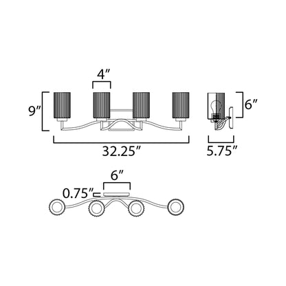 Rigata Bath Vanity Light - line drawing.