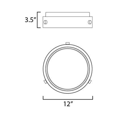 Rivet Outdoor LED Flush Mount Ceiling Light - line drawing.