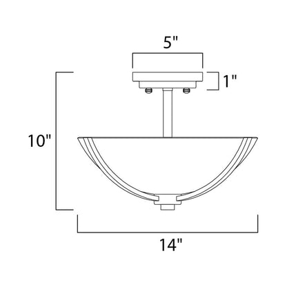 Rocco Semi Flush Mount Ceiling Light - line drawing.