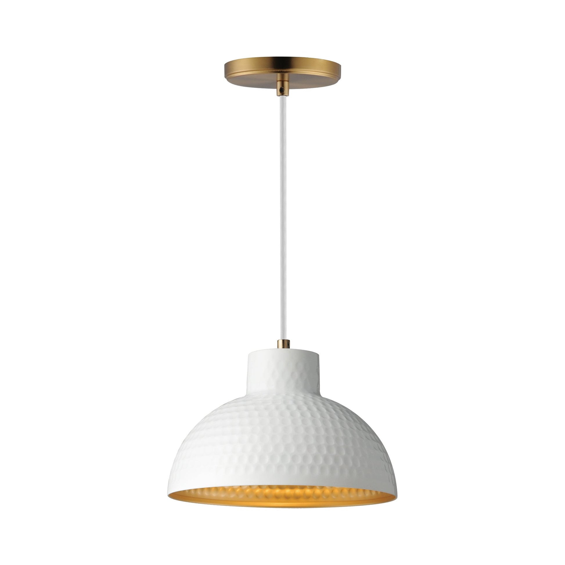 Rockport Pendant Light in White/Natural Aged Brass (10-Inch).