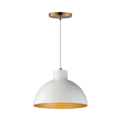 Rockport Pendant Light in White/Natural Aged Brass (12-Inch).