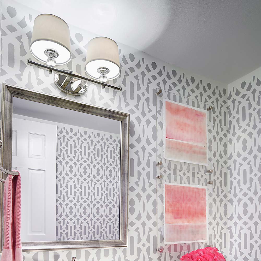 Rondo Bath Vanity Light in bathroom.