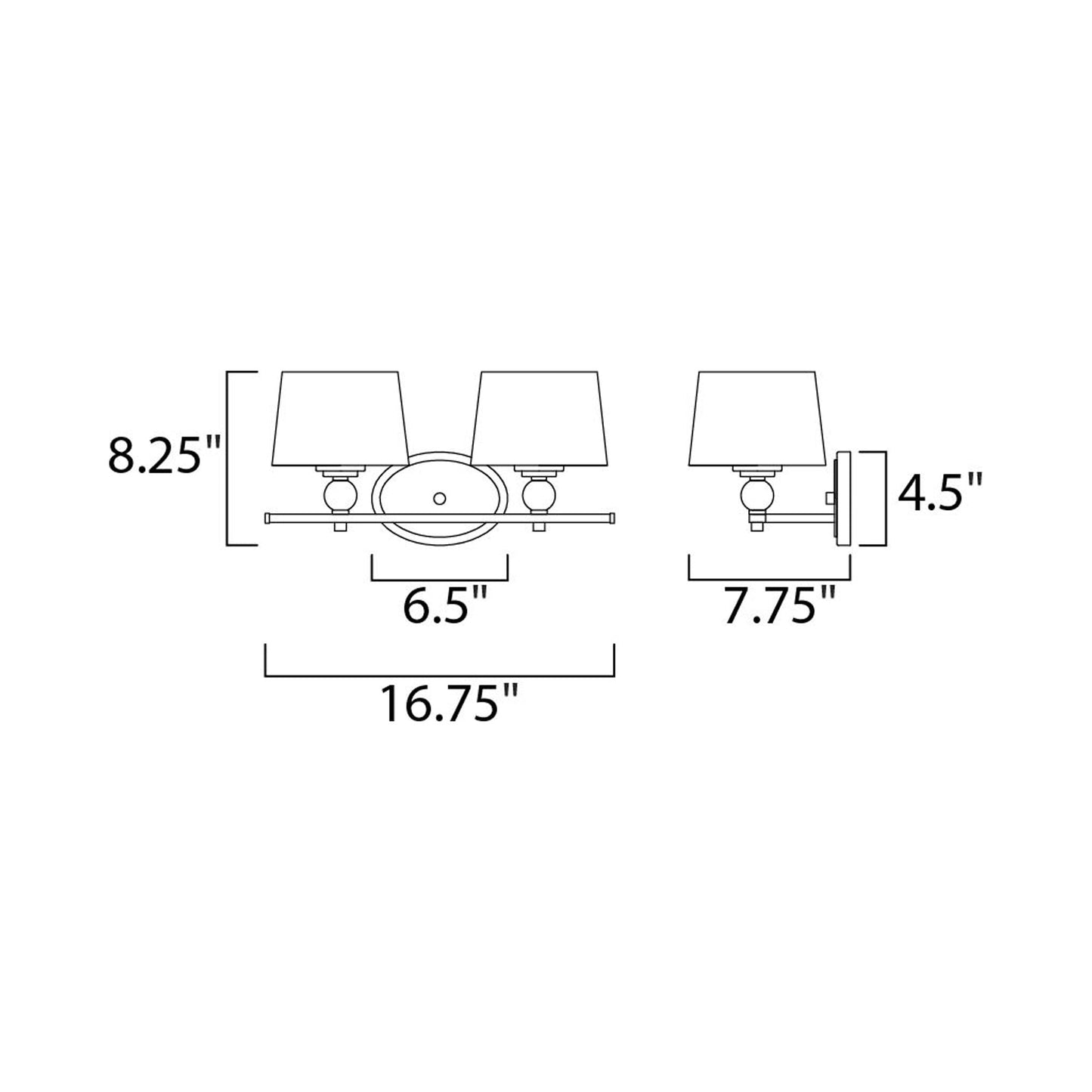 Rondo Bath Vanity Light - line drawing.