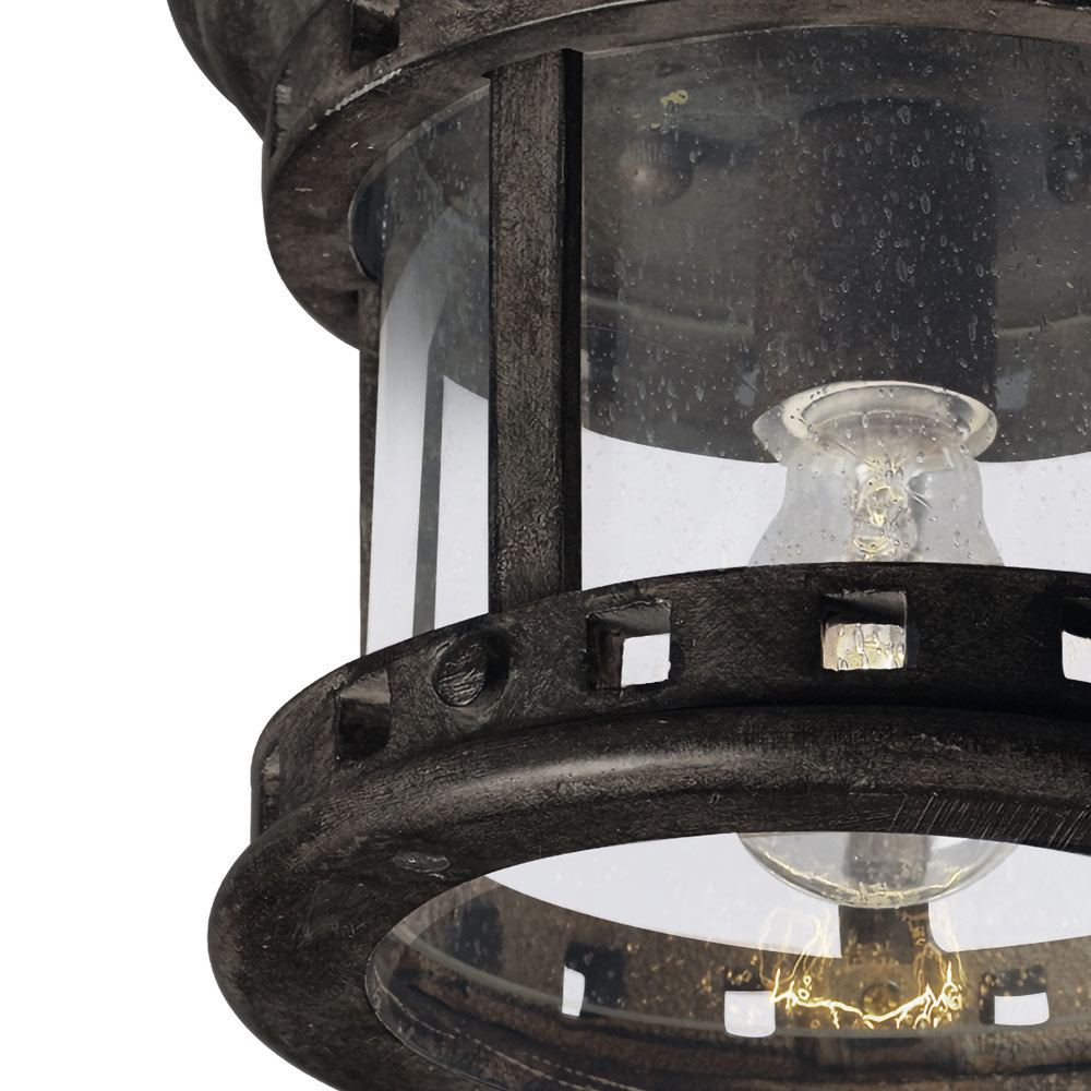 Santa Barbara Outdoor Flush Mount Ceiling Light in Detail.