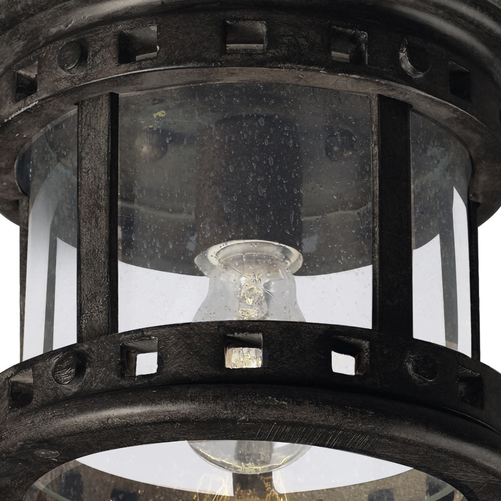 Santa Barbara Outdoor Flush Mount Ceiling Light in Detail.