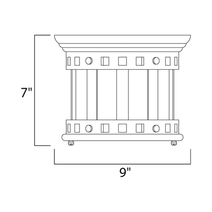 Santa Barbara Outdoor Flush Mount Ceiling Light - line drawing.
