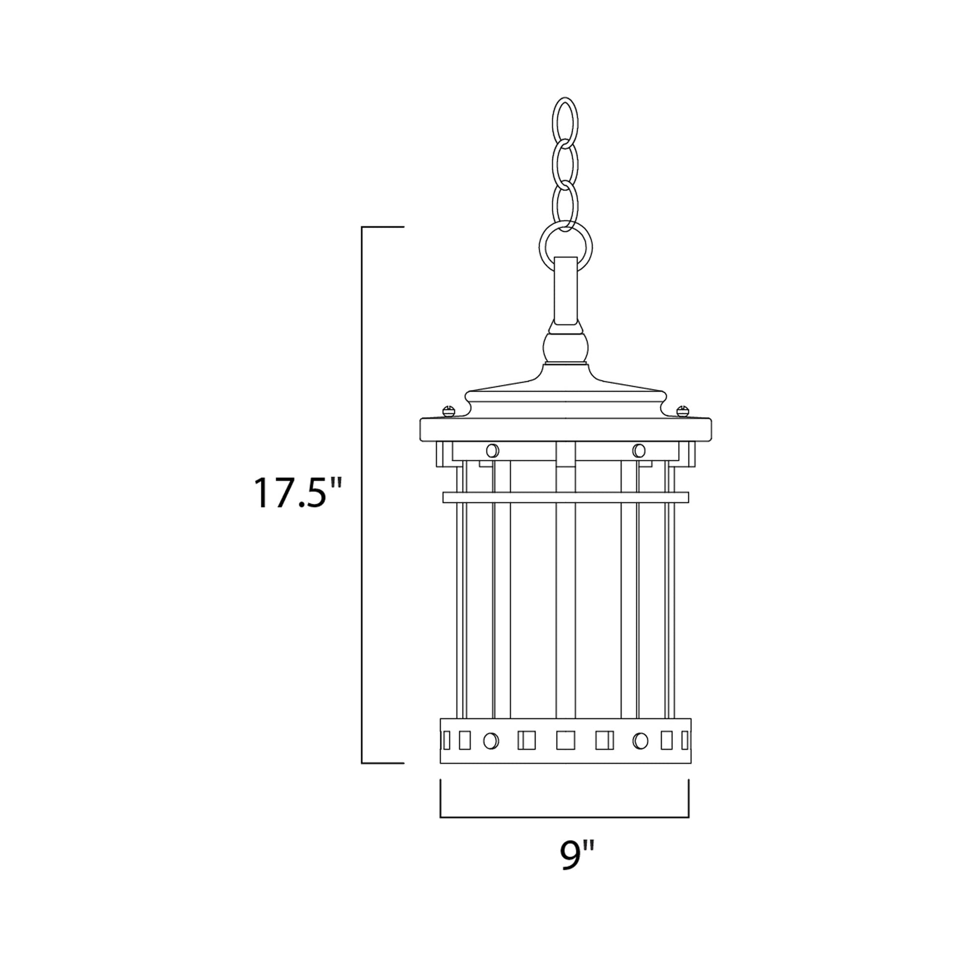 Santa Barbara Outdoor Pendant Light - line drawing.