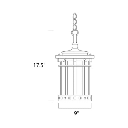 Santa Barbara Outdoor Pendant Light - line drawing.