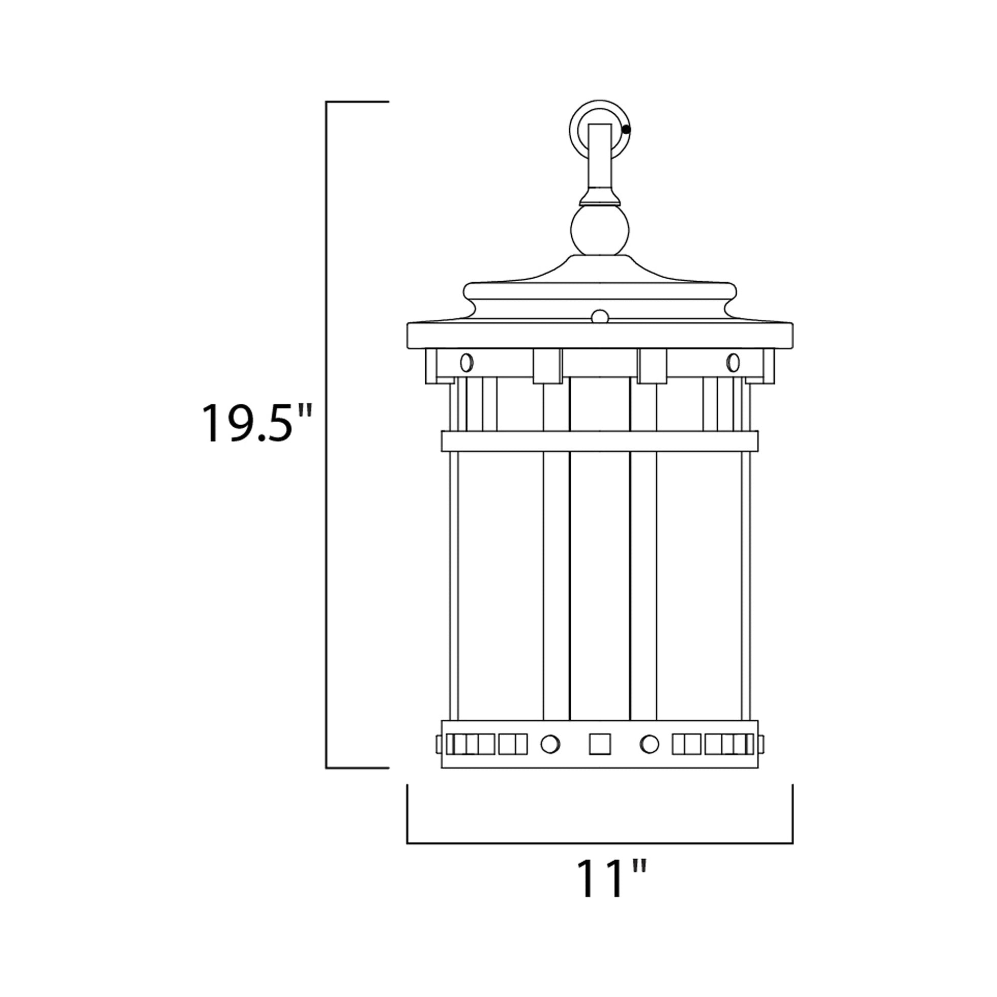 Santa Barbara Outdoor Pendant Light - line drawing.