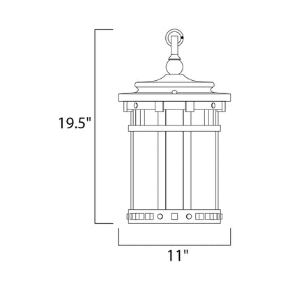 Santa Barbara Outdoor Pendant Light - line drawing.