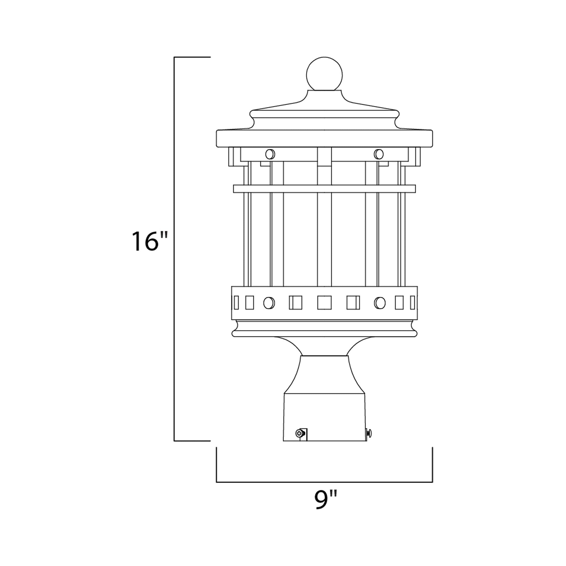 Santa Barbara Outdoor Post Light - line drawing.