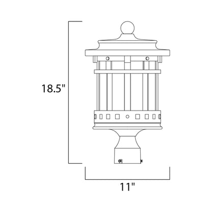 Santa Barbara Outdoor Post Light - line drawing.