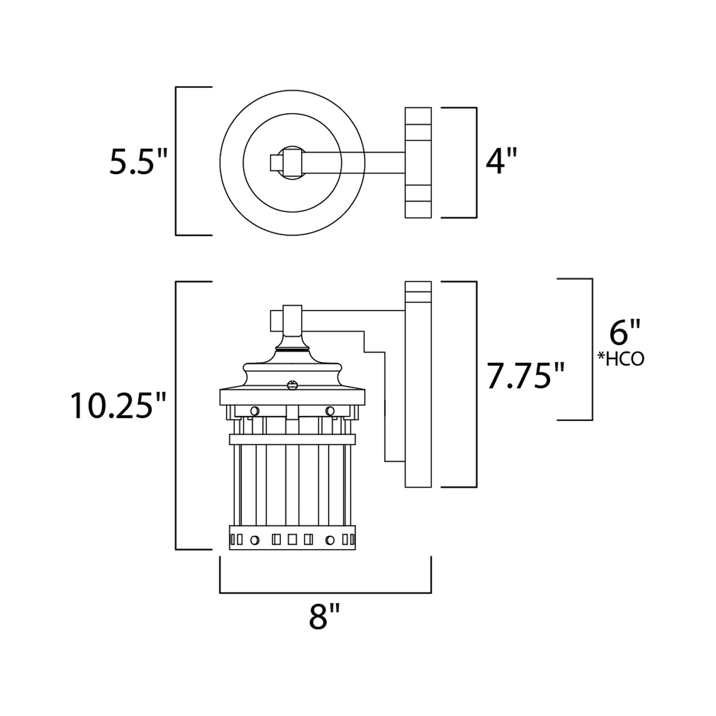Santa Barbara Outdoor Wall Light - line drawing.