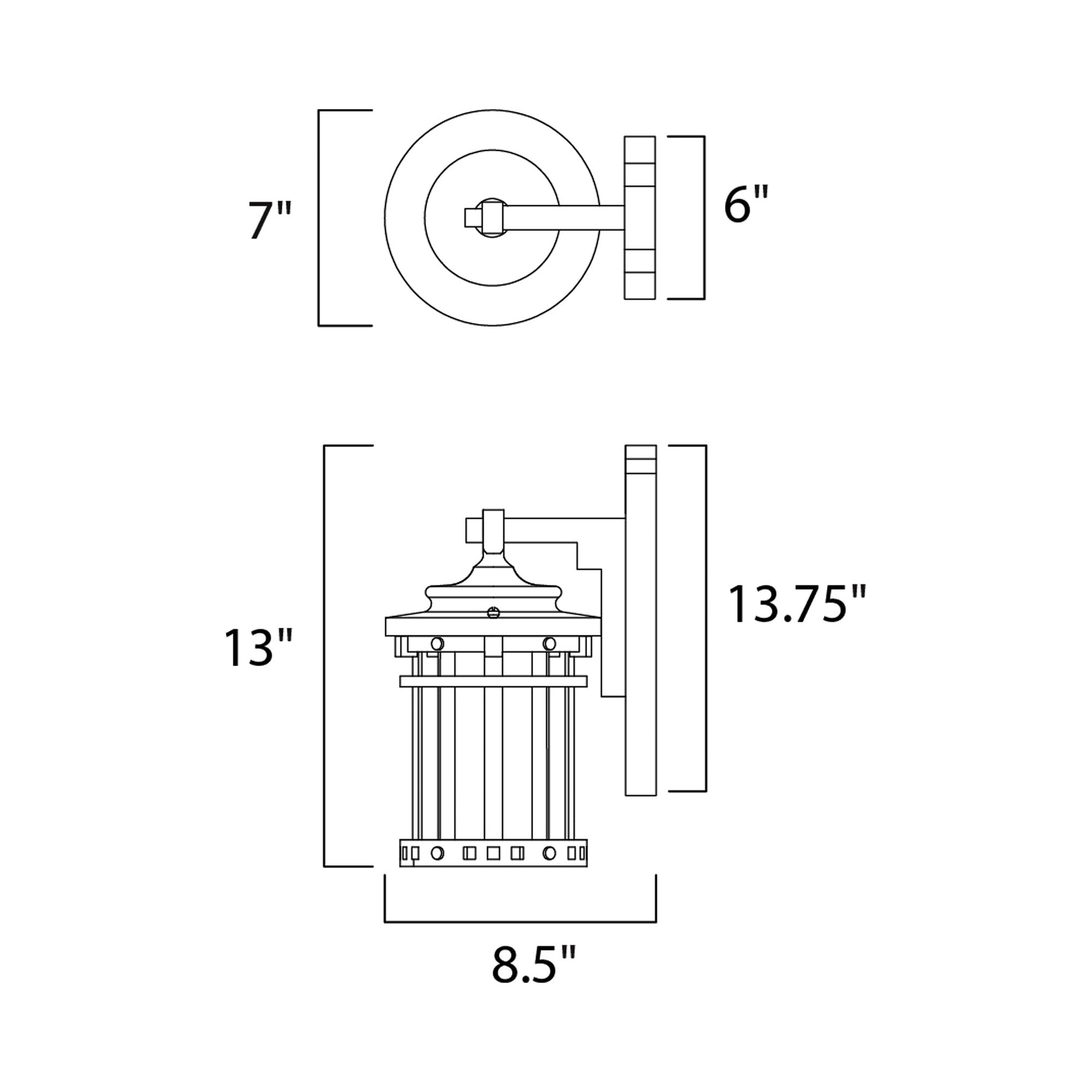 Santa Barbara Outdoor Wall Light - line drawing.