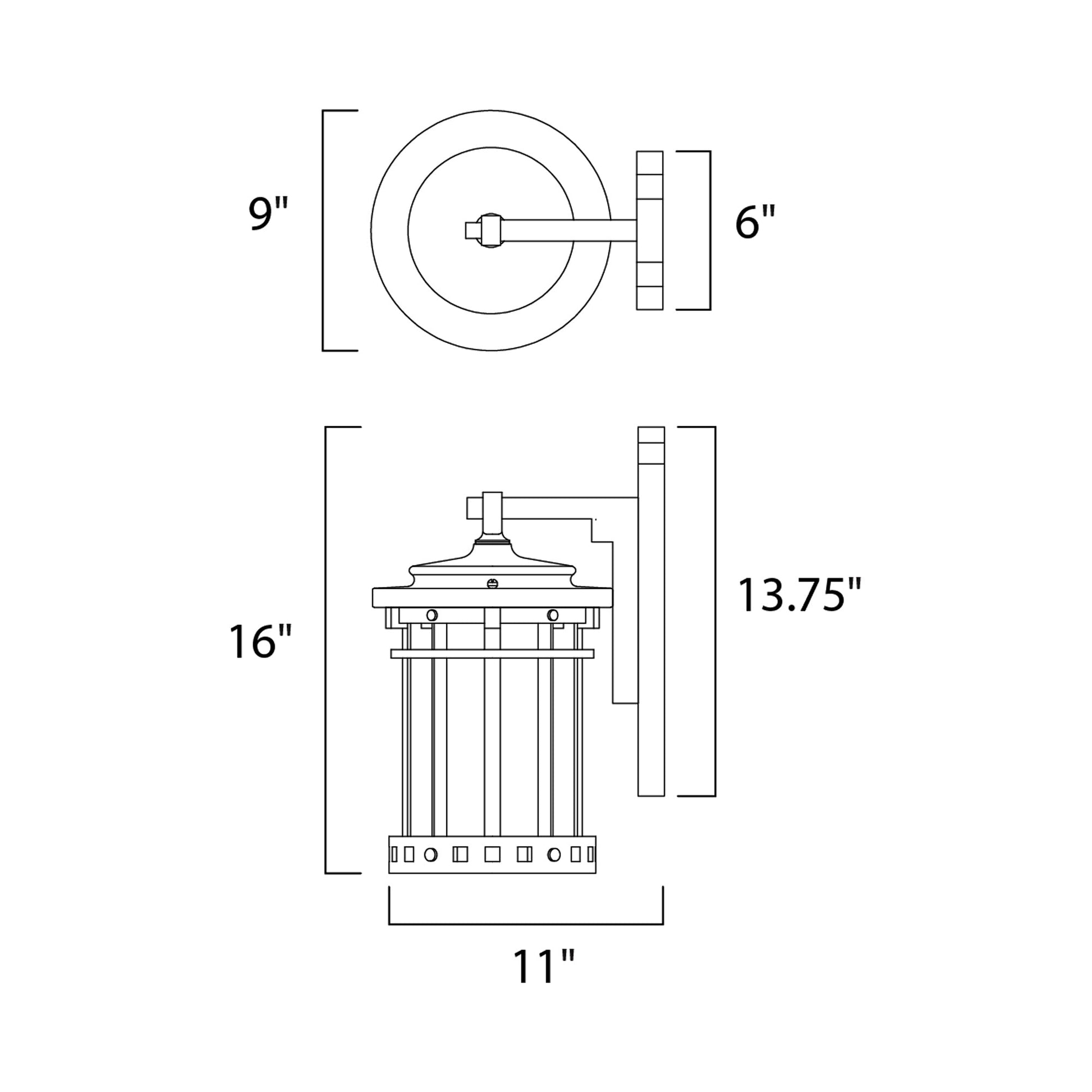 Santa Barbara Outdoor Wall Light - line drawing.