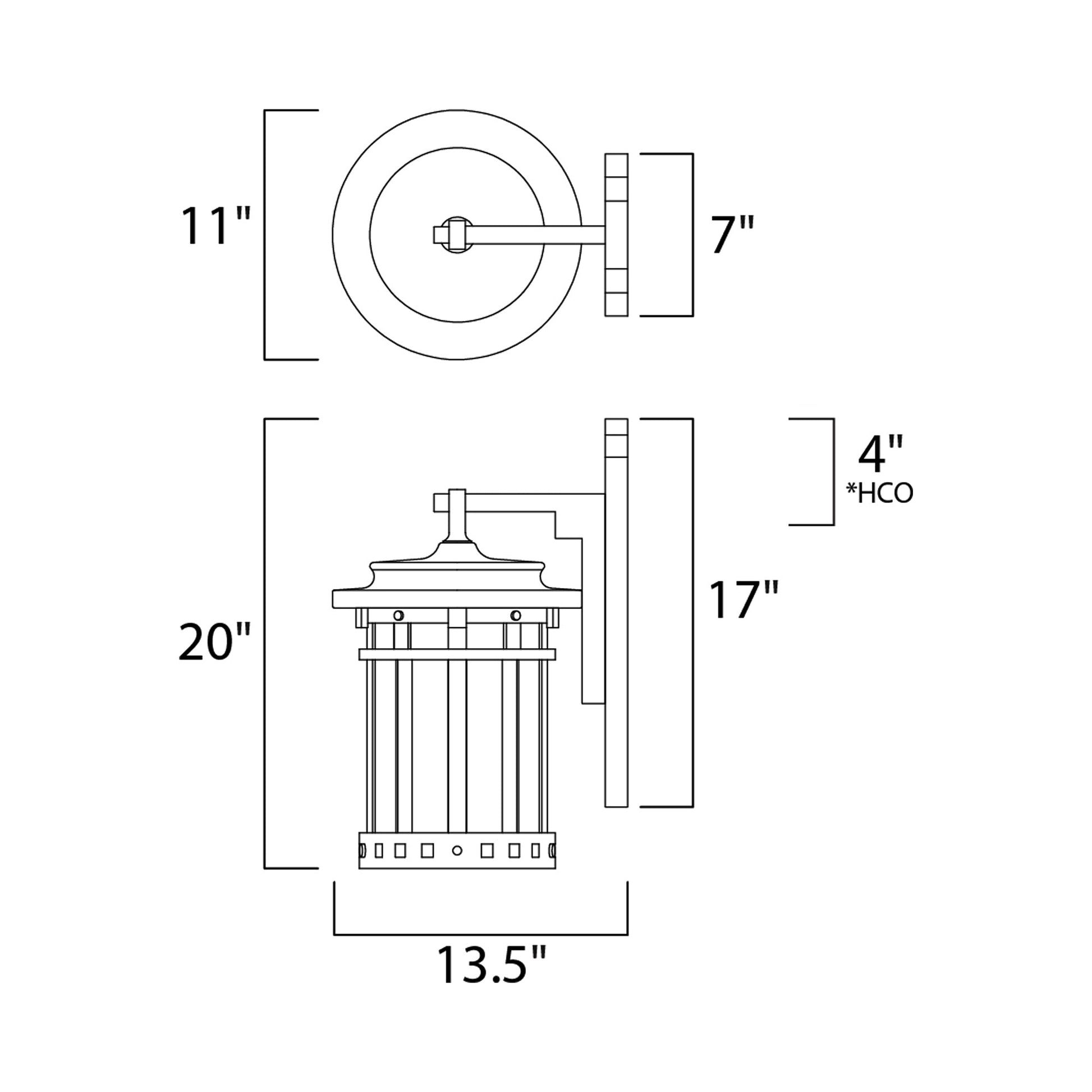 Santa Barbara Outdoor Wall Light - line drawing.