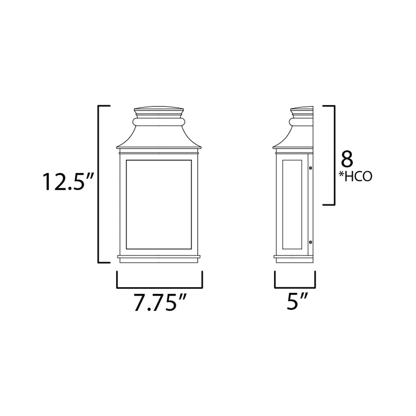 Savannah Outdoor Wall Light - line drawing.