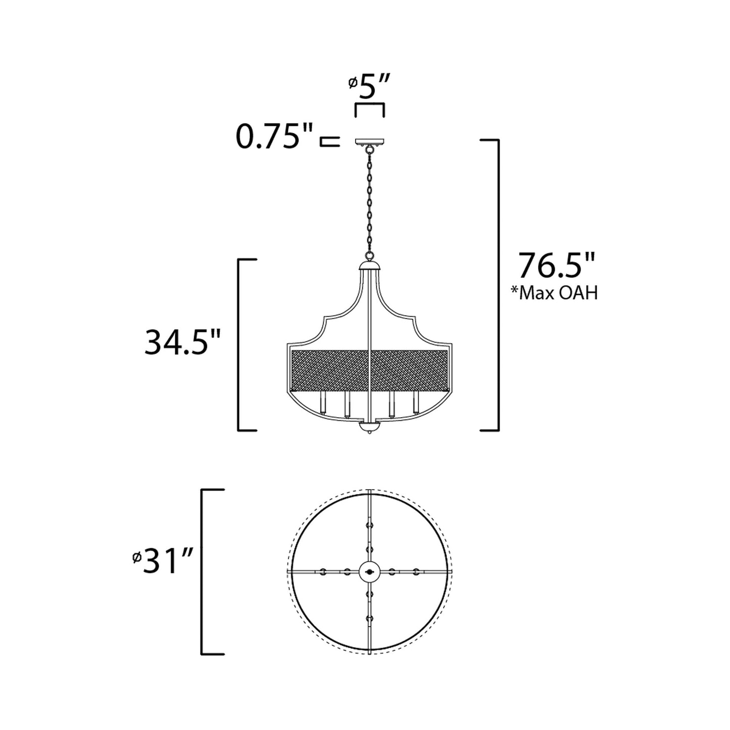 Savant Chandelier - line drawing.