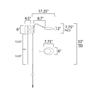 Scan LED Wall Light - line drawing.