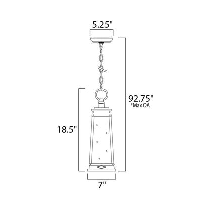 Schooner Outdoor Pendant Light - line drawing.