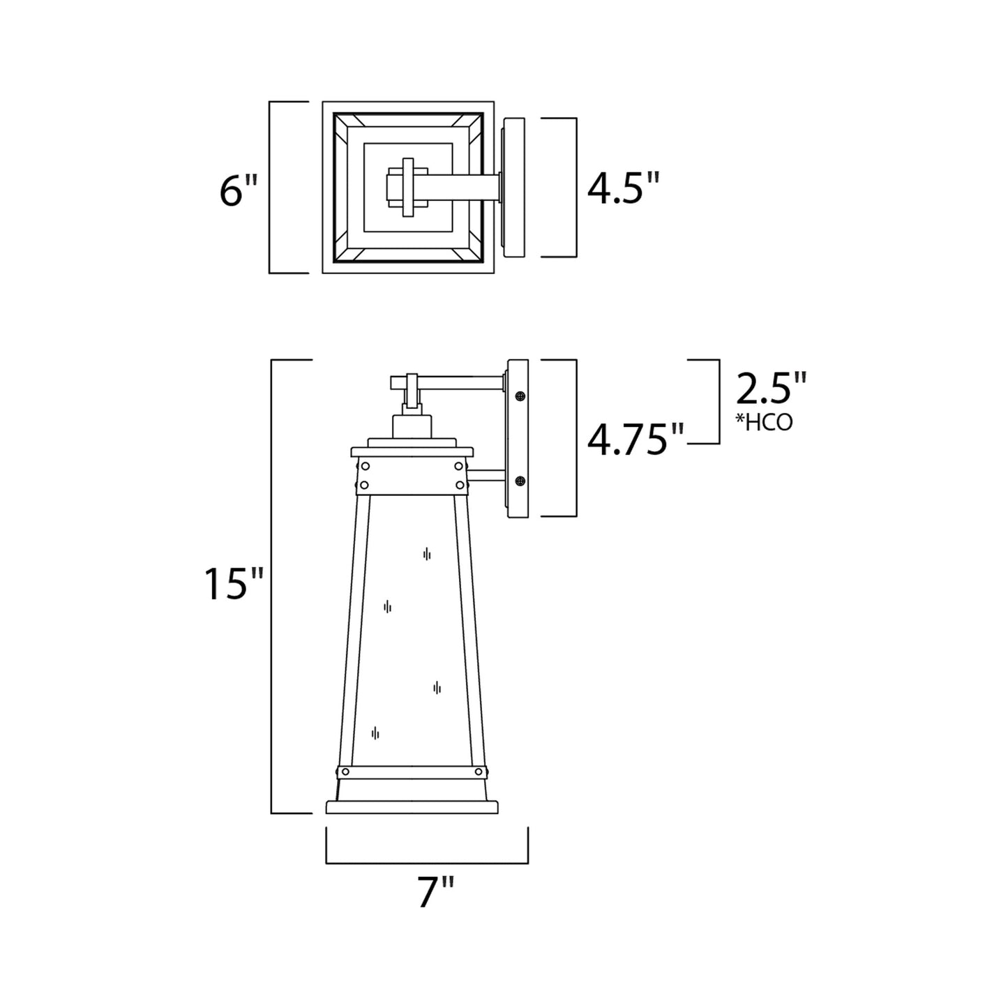 Schooner Outdoor Wall Light -line drawing.