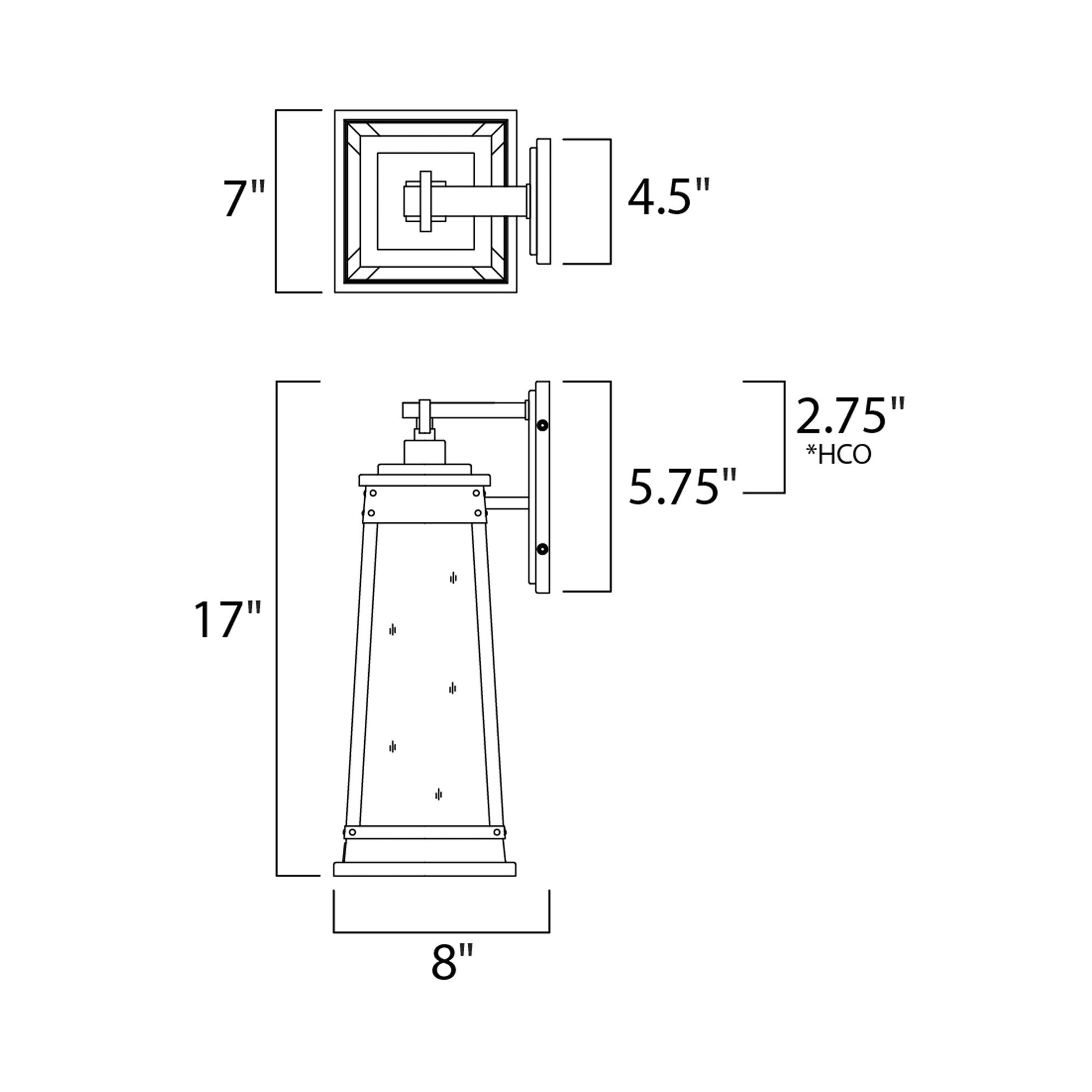 Schooner Outdoor Wall Light -line drawing.