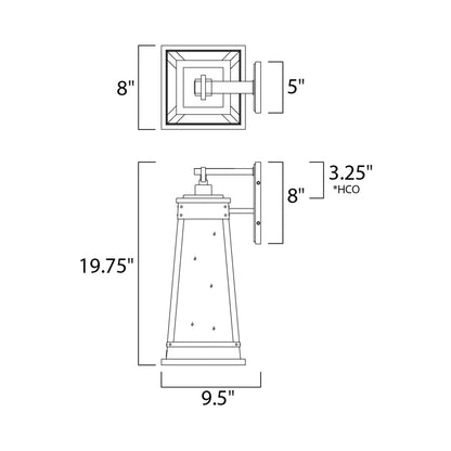 Schooner Outdoor Wall Light -line drawing.