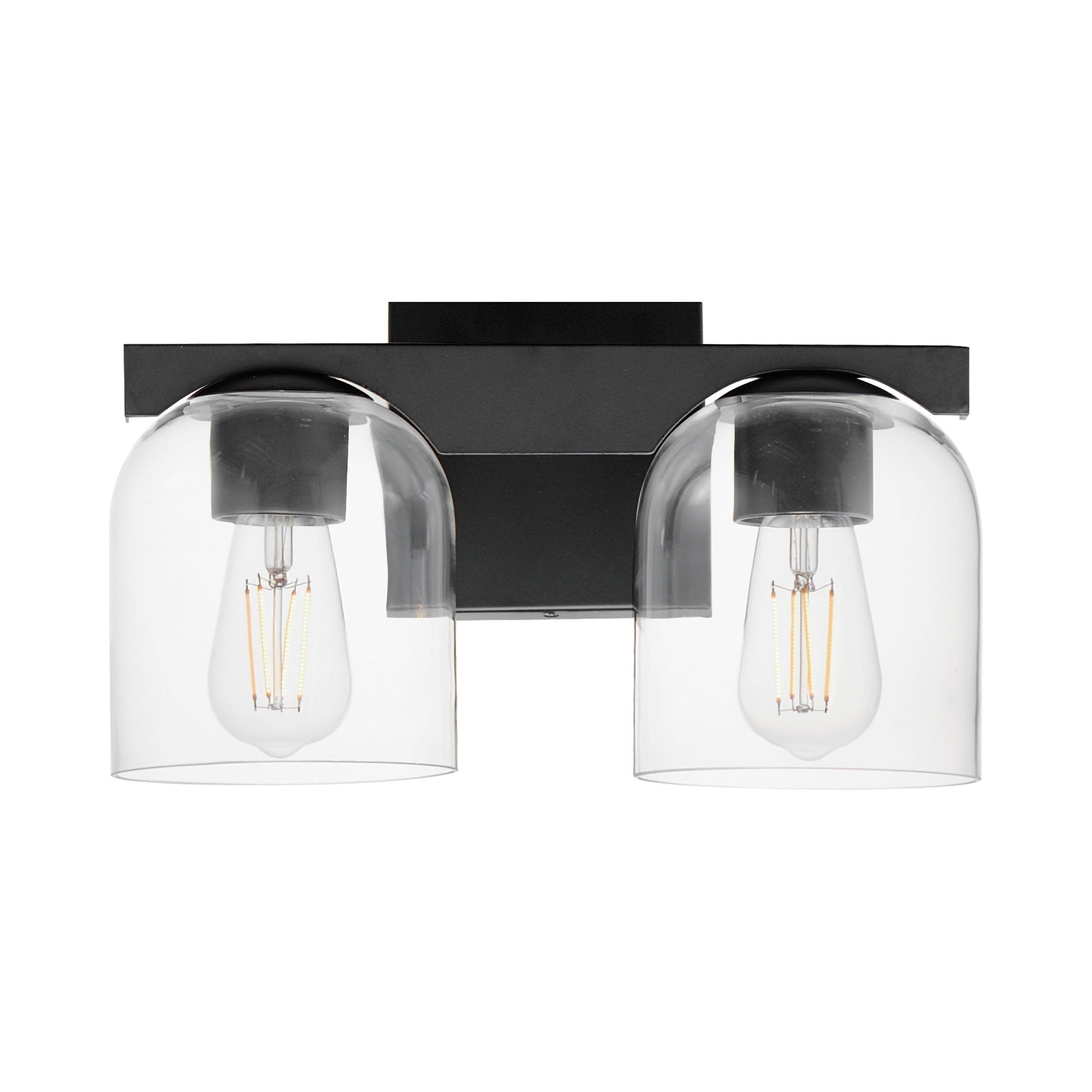 Scoop Bath Vanity Light in Black (2-Light/Clear Glass).