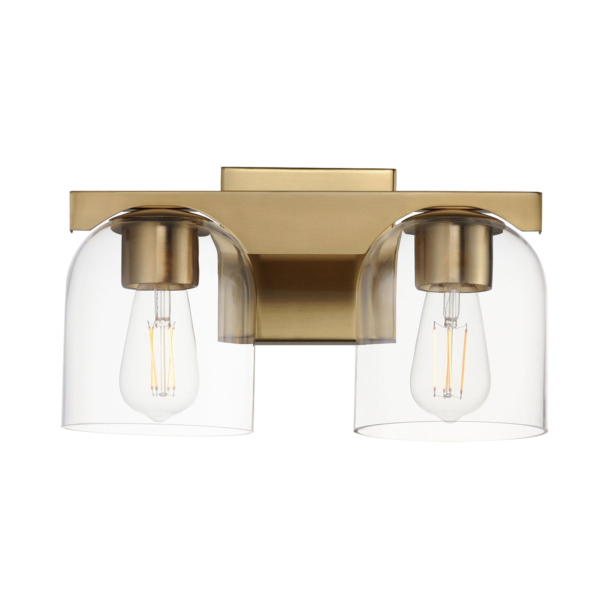 Scoop Bath Vanity Light in Natural Aged Brass (2-Light/Clear Glass).