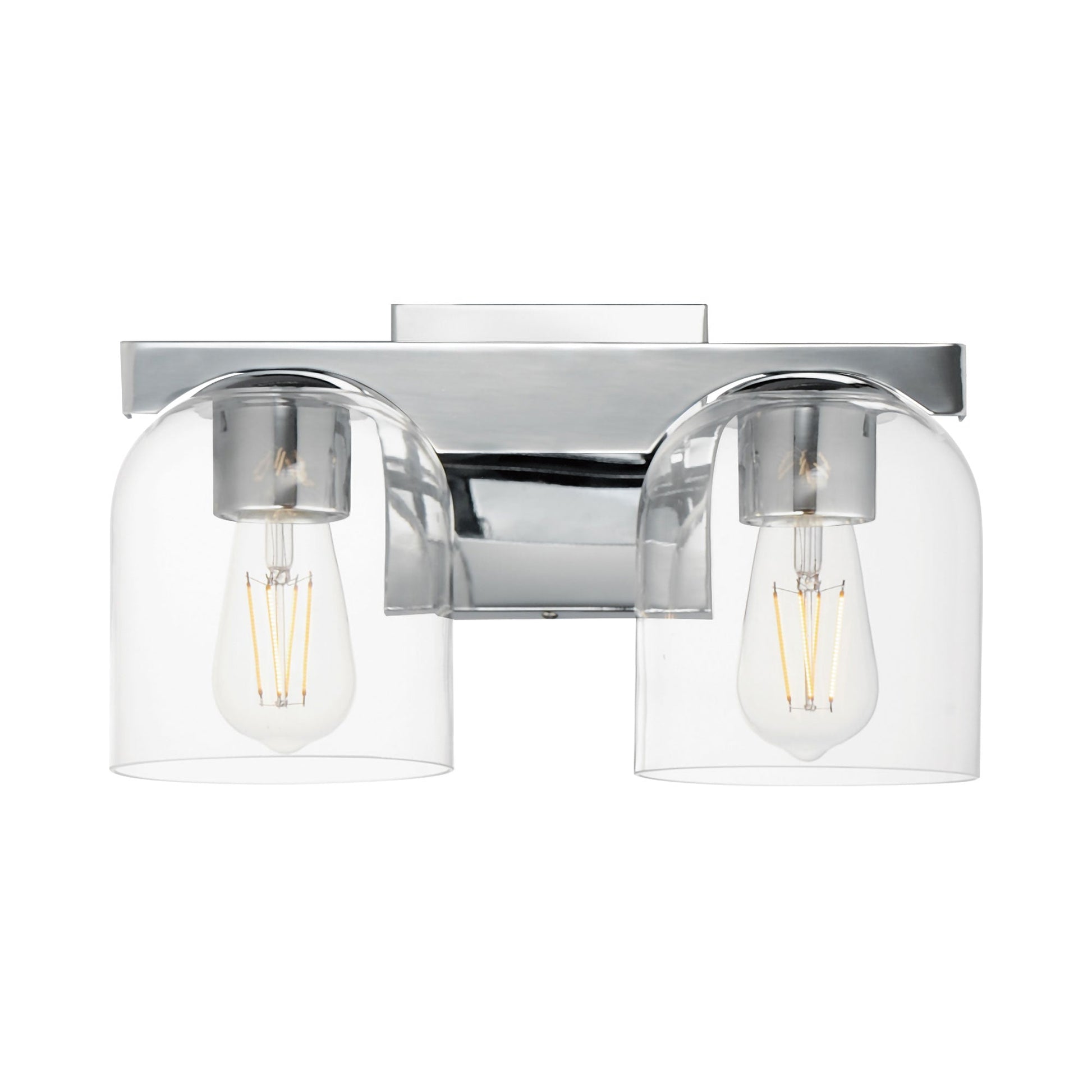 Scoop Bath Vanity Light in Polished Chrome (2-Light/Clear Glass).