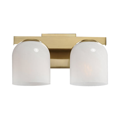 Scoop Bath Vanity Light in Natural Aged Brass (2-Light/Marble Glass).