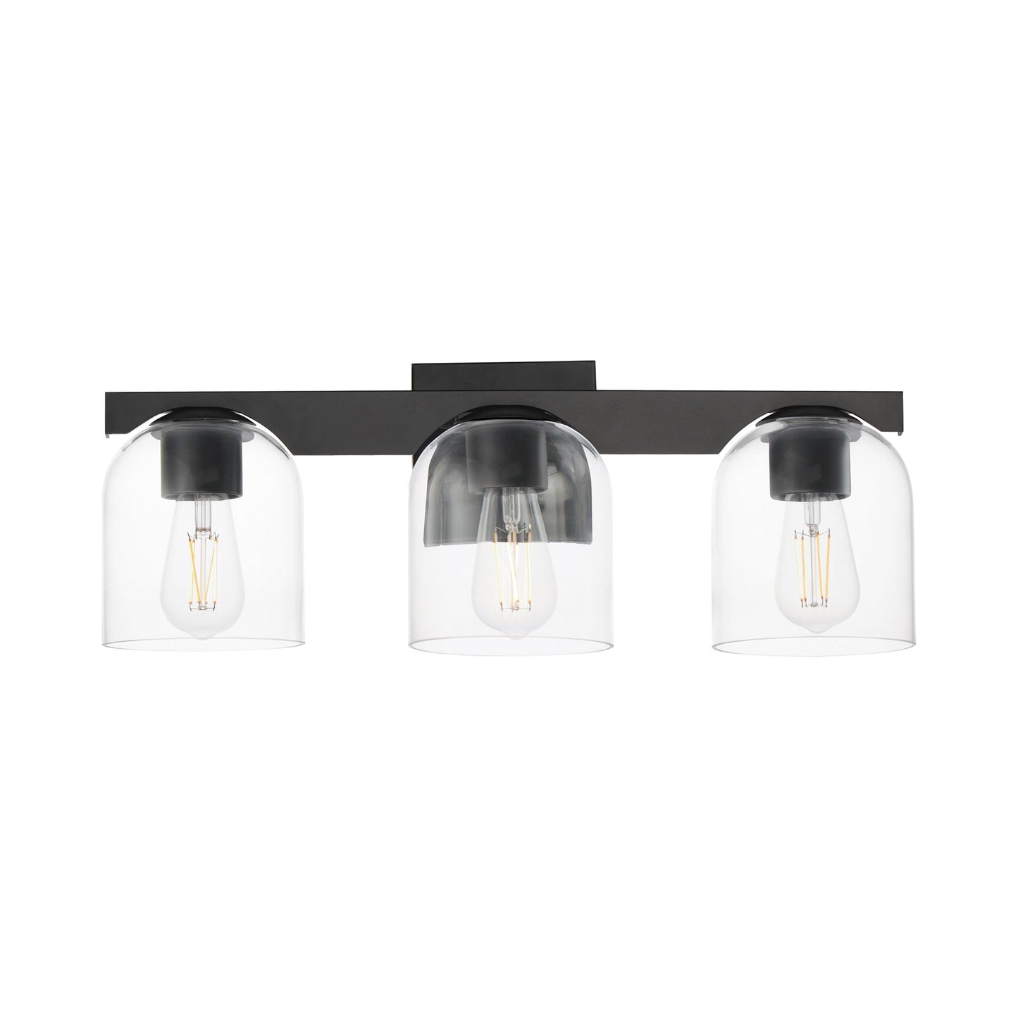 Scoop Bath Vanity Light in Black (3-Light/Clear Glass).