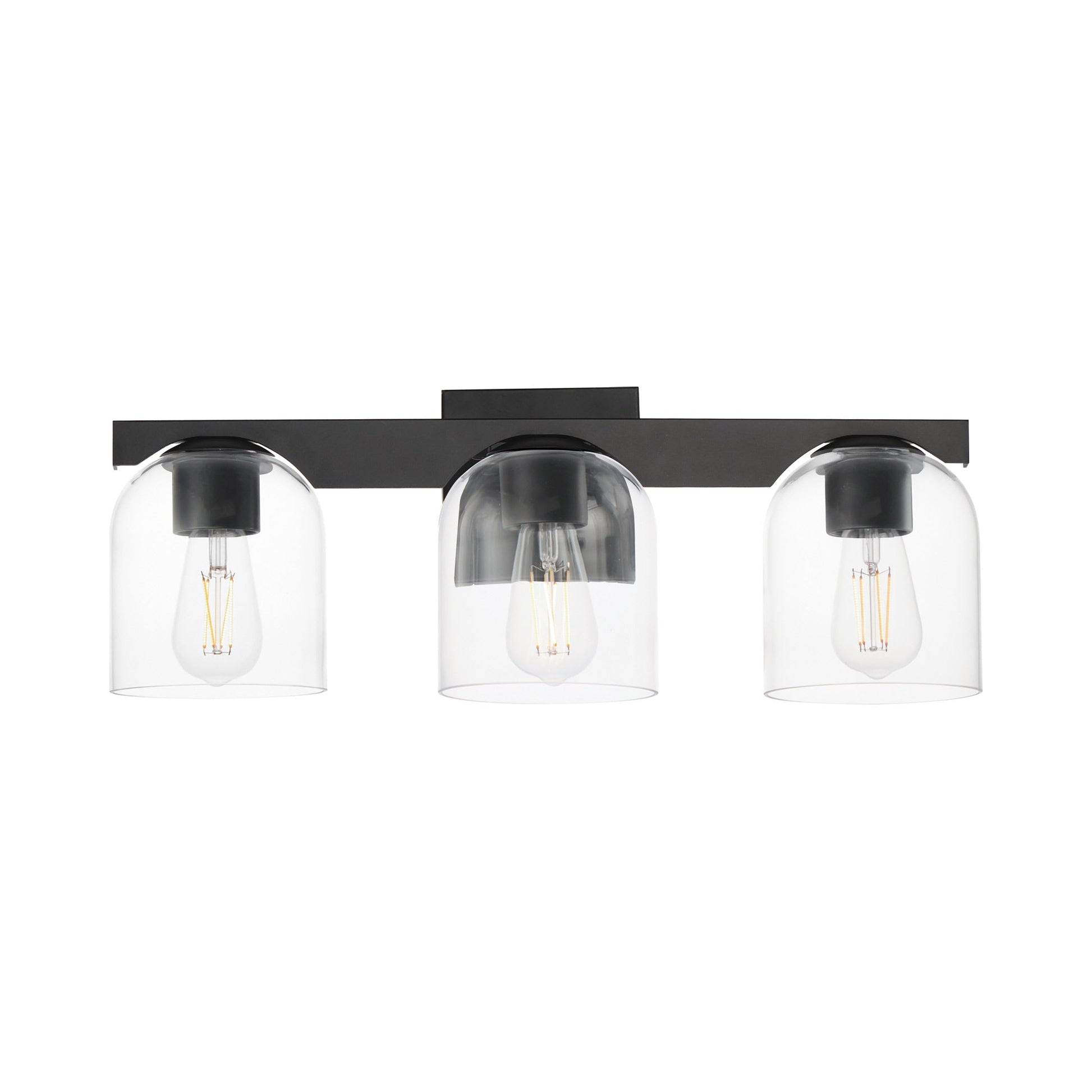 Scoop Bath Vanity Light in Black (3-Light/Clear Glass).
