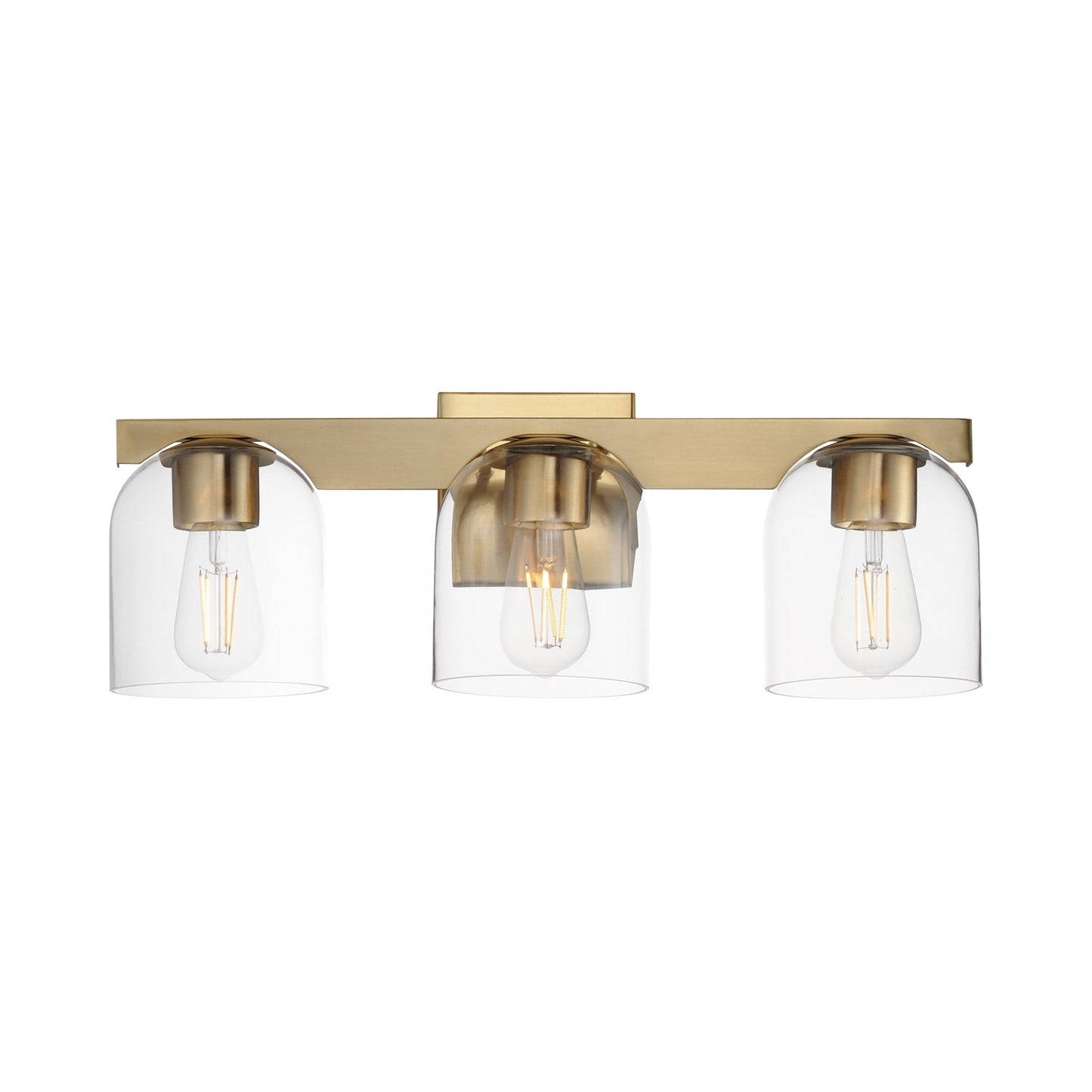 Scoop Bath Vanity Light in Natural Aged Brass (3-Light/Clear Glass).
