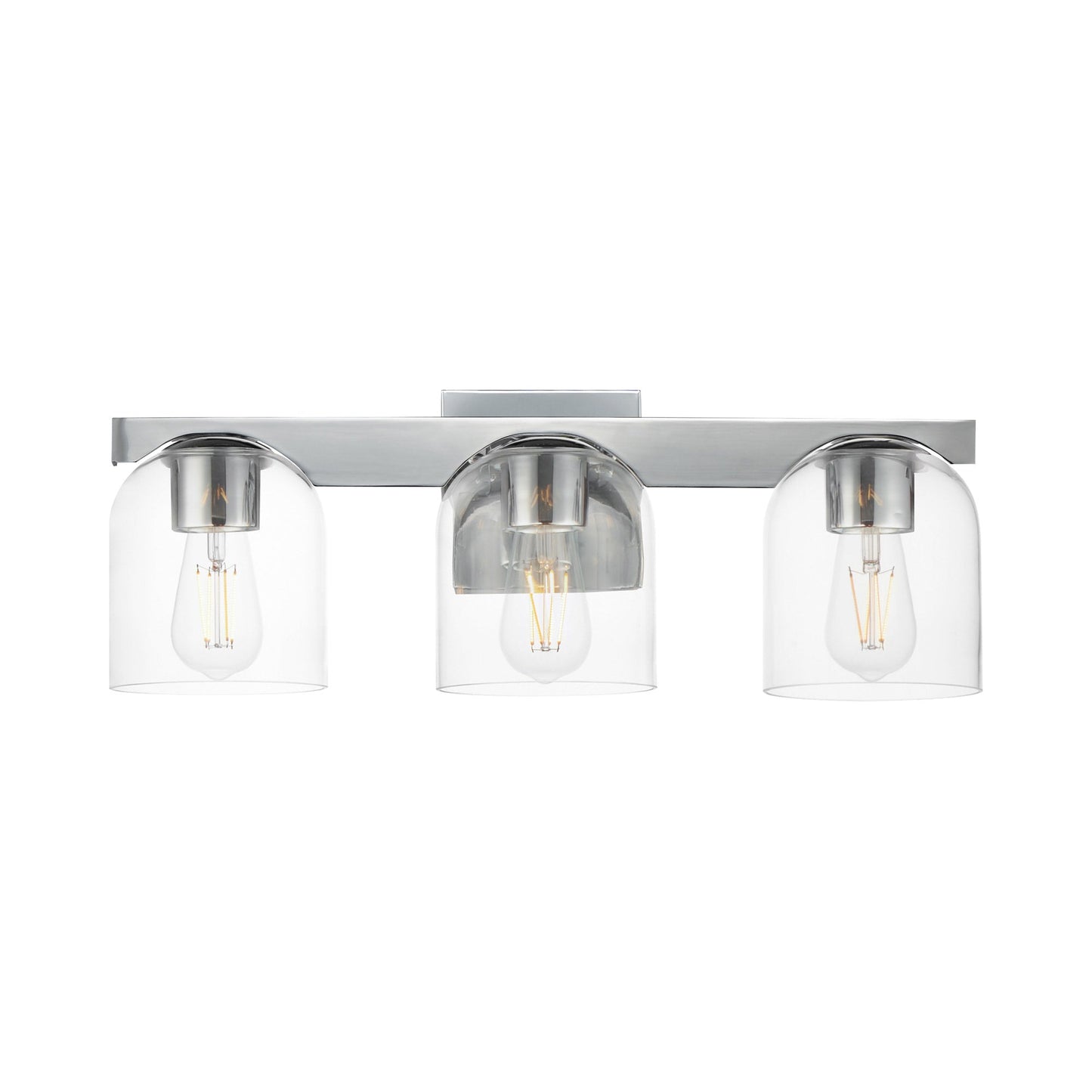 Scoop Bath Vanity Light in Polished Chrome (3-Light/Clear Glass).