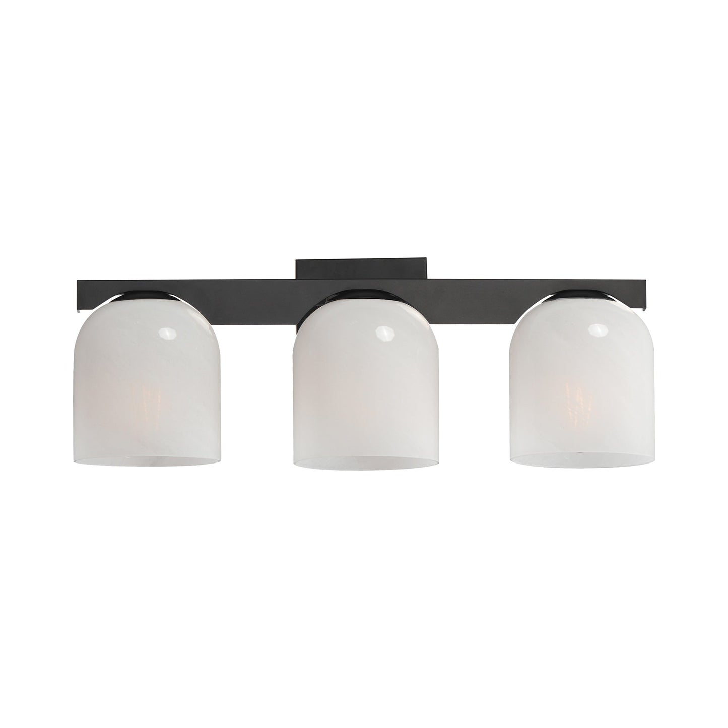 Scoop Bath Vanity Light in Black (3-Light/Marble Glass).