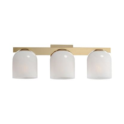 Scoop Bath Vanity Light in Natural Aged Brass (3-Light/Marble Glass).