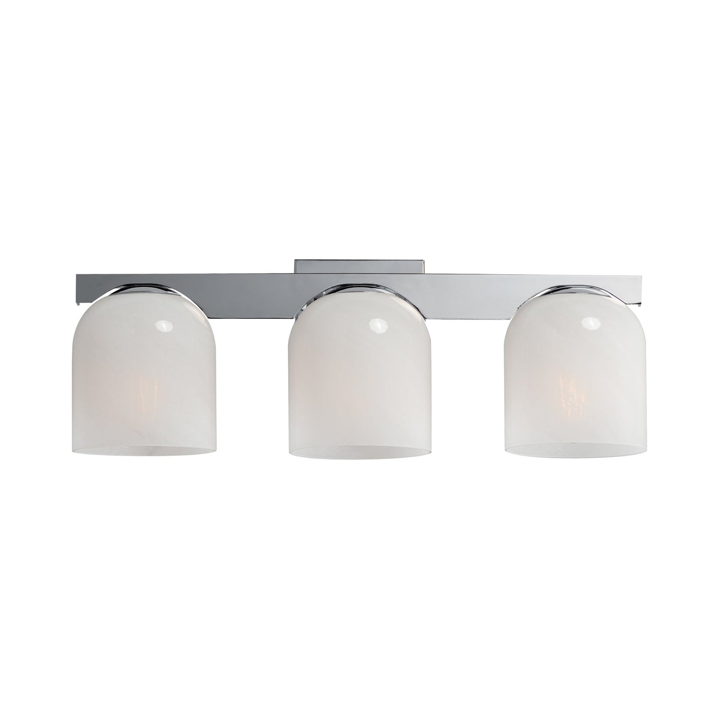 Scoop Bath Vanity Light in Polished Chrome (3-Light/Marble Glass).
