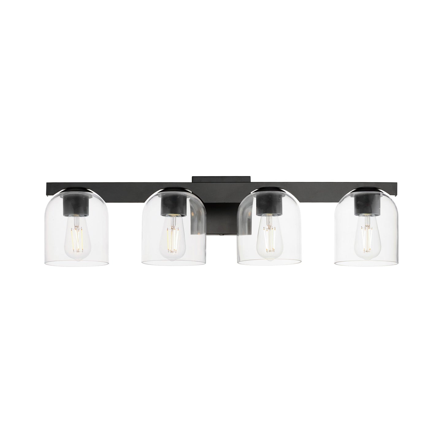 Scoop Bath Vanity Light in Black (4-Light/Clear Glass).