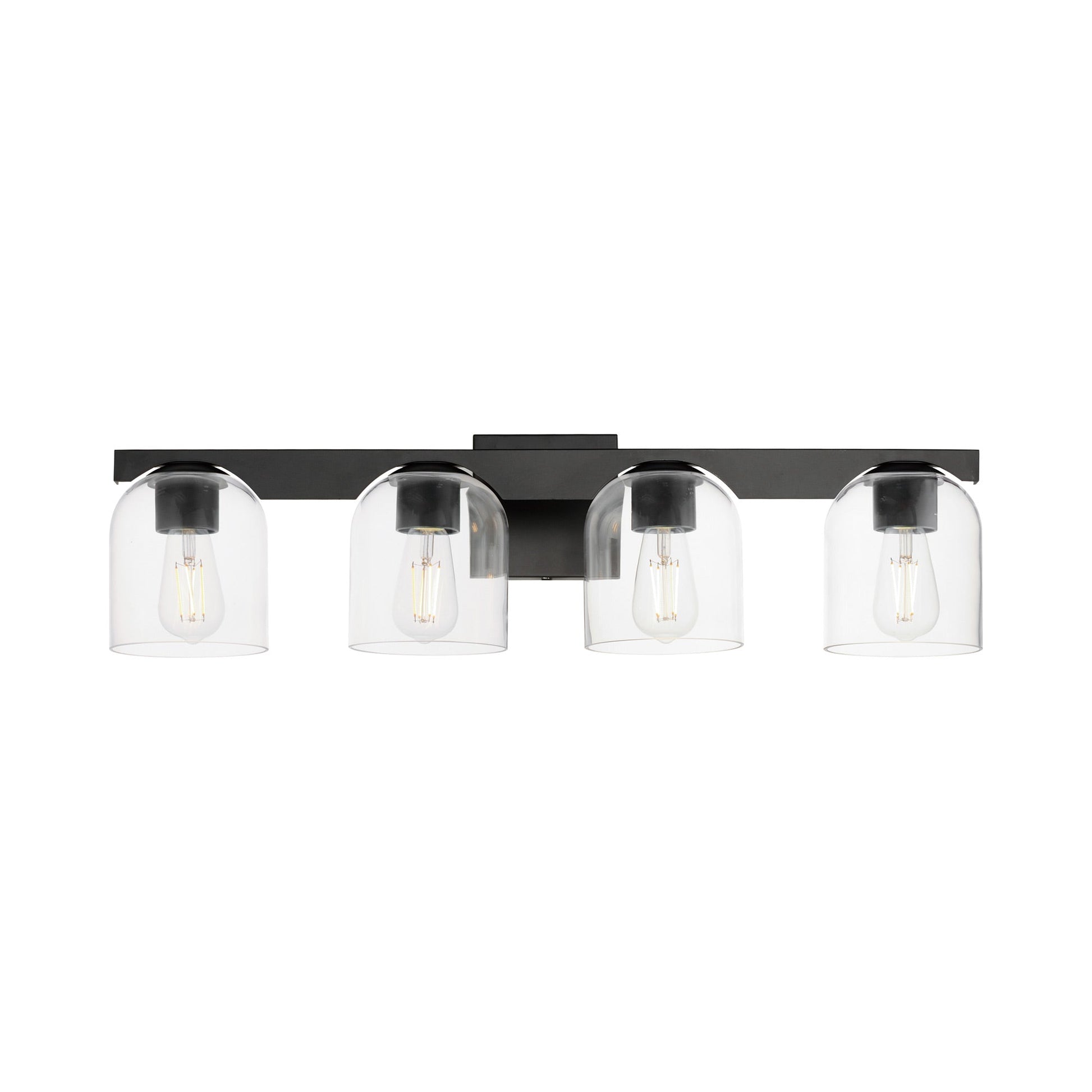 Scoop Bath Vanity Light in Black (4-Light/Clear Glass).