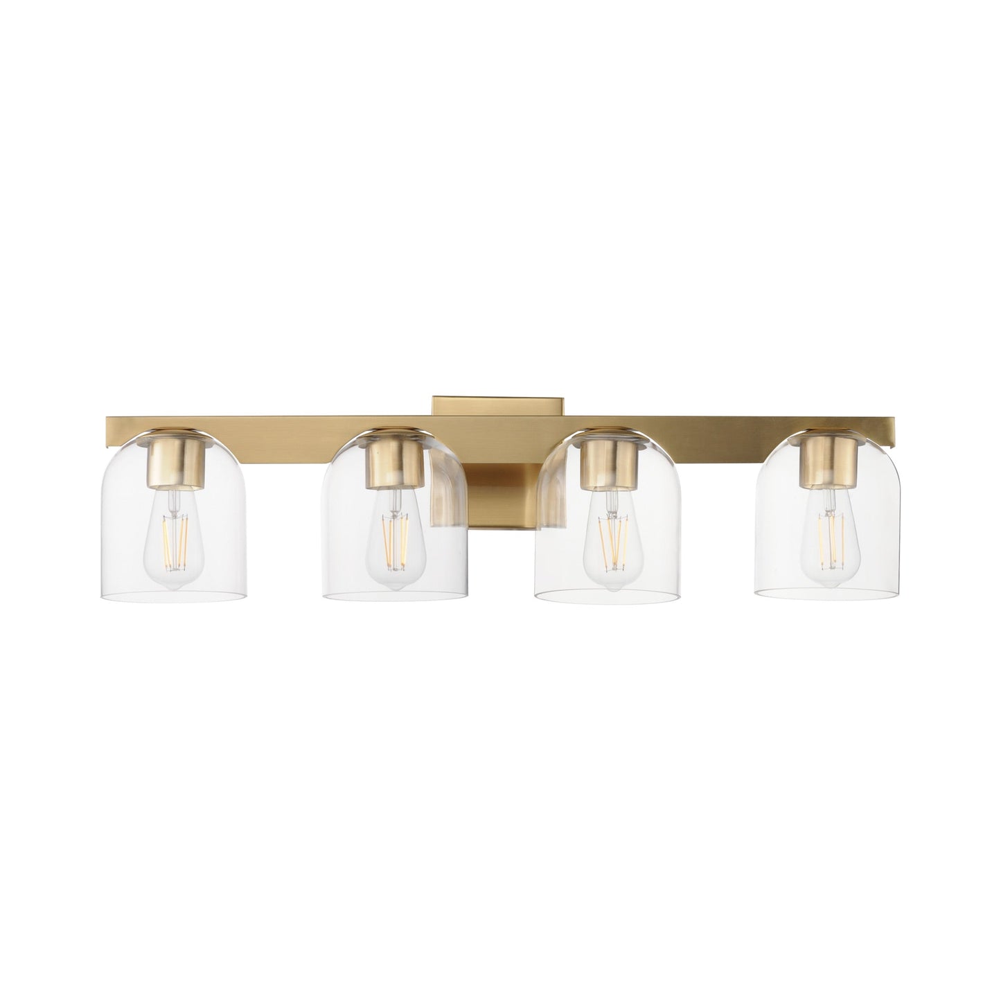 Scoop Bath Vanity Light in Natural Aged Brass (4-Light/Clear Glass).